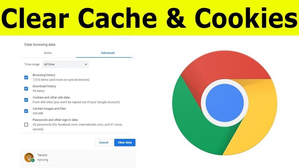 clear cache cookies on chrome android