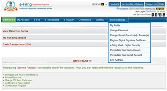 Link Aadhaar with PAN card via Income Tax portal (online)