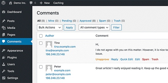 Manage comments