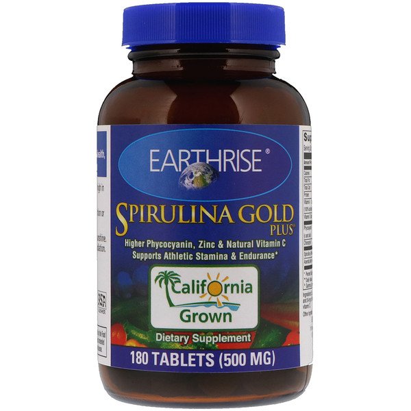 Earthrise, Spirulina Gold Plus, 500 mg, 180 Tablets