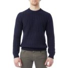 Navy Cliff Cable Knitted Wool Blend Jumper
