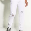 White Ripped Blown Knee Skinny Jeans