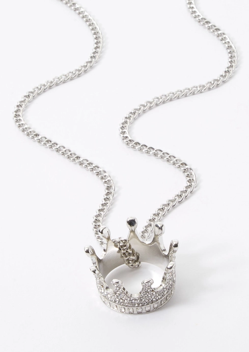 Silver Crown Pendant Necklace