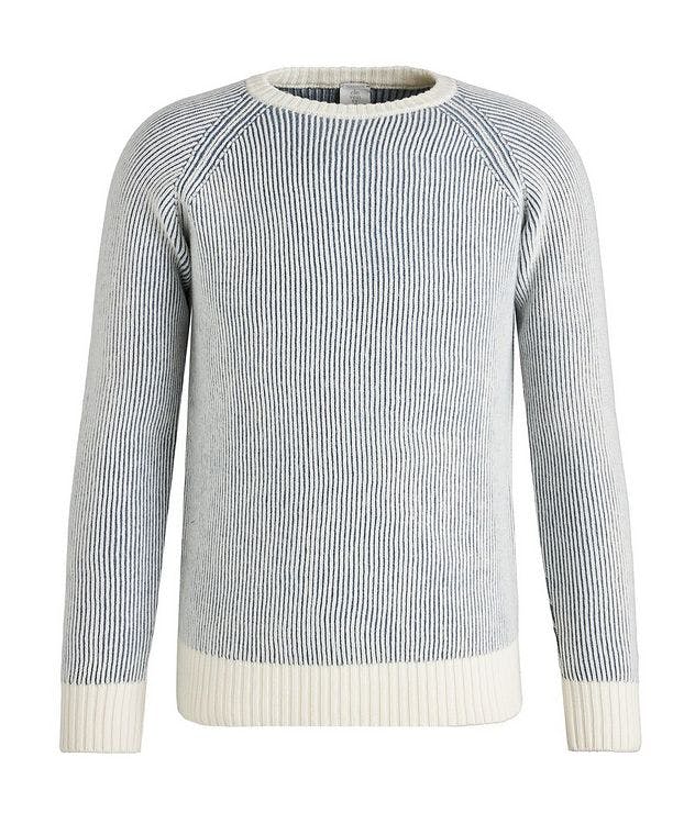 Wool Contrast Rib-Knit Crewneck Sweater