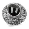 Natural Thai Black Spinel and White Topaz Ring in Platinum Over Sterling Silver 35.70 ctw